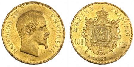 1219 EUR  100 Francos 1859 A Napoleon III  ORO 900   32,25 gr